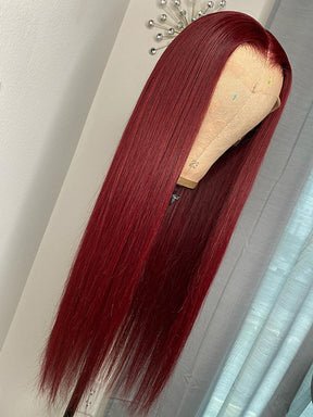 IRoyal Hair 99J Burgundy Color Wig 13x4 Lace Straight Hair Wigs