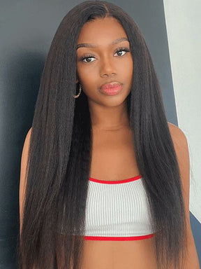 IRoyal Hair Kinky Straight U Part Hair Wig Glueless Yaki Wig Brazilian Human Hair U part Wigs For Women