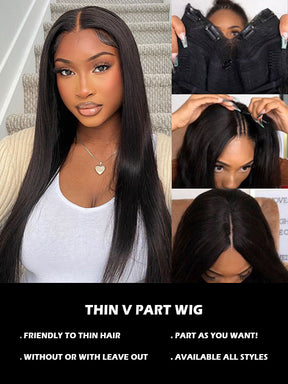 IRoyal Hair 180% Density Straight Hair V Part Wig Glueless Wig Affordable Machine Made Human Hair Wigs